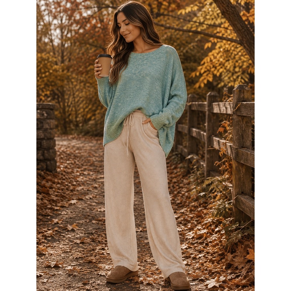 Korye Womens XL Blue Marled Knit Oversized Raglan Sweater Grandma Soft Pastel